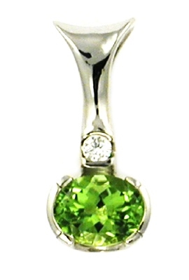 14k White Gold Custom Pendant/Slide- Peridot & Diamond