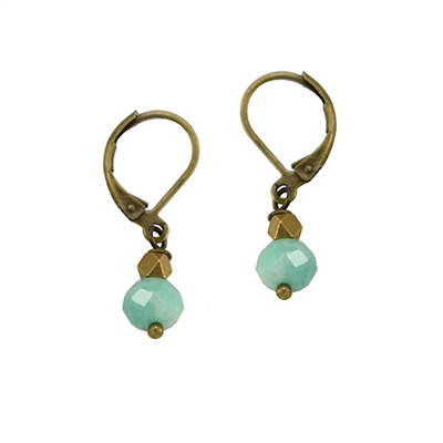 Amazonite Leverback Earrings- "Jot of Blue"