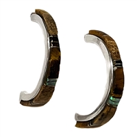 Sterling Silver Post Inlay Earrings- Tiger Eye & Opal