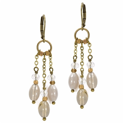 Gray Agate Leverback Earrings- "Cool Composure II"