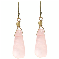 Rose Quartz Slab Earrings