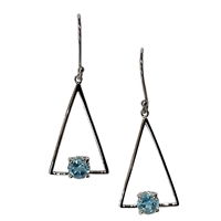 Sterling Silver Drop Earrings- Blue Topaz