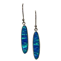 Sterling Silver Drop Earrings- Lab Created Opal