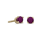 14k Gold Ruby Screwback Post Earrings--July Birthstone