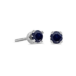 14k White Gold Sapphire Screwback Post Earrings--September Birthstone