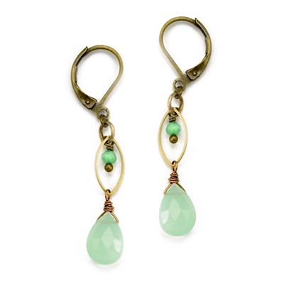 Seafoam Chalcedony Leverback Earrings- Love Anew