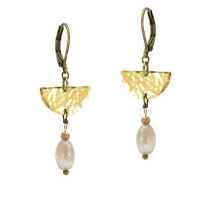 Gray Agate Leverback Earrings- "Domingo Droplet"