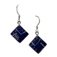 Sterling Silver & Lapis Inlay Drop Earrings- Diamond Shape