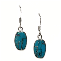 Sterling Silver Dangle Earrings- Turquoise & Opal Inlay