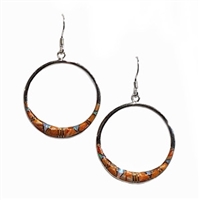 Sterling Silver Spiny Oyster Inlay Earrings- Tapered Circle