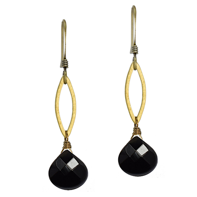 Dainty Marquise Earring- Black Onyx