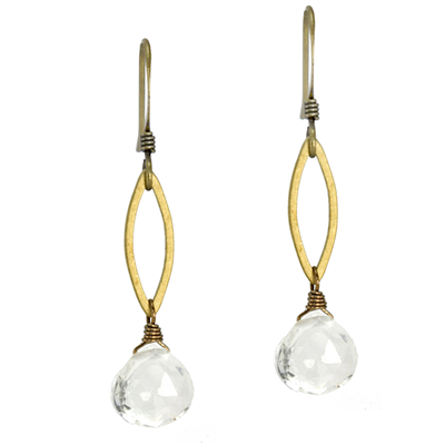 Dainty Marquise Earring- Clear Quartz