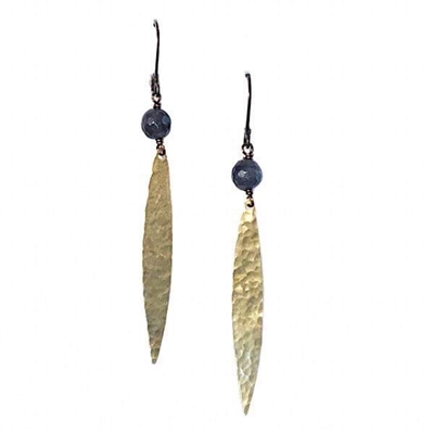 Hammered Petal Leverback Earrings- Labradorite