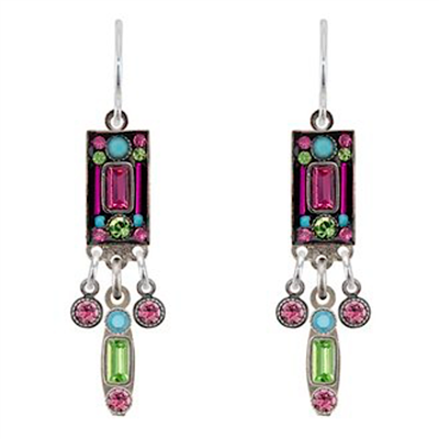 Firefly Earrings- Architectural with Fringe- Rose