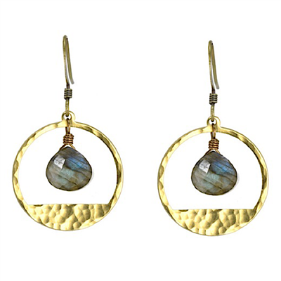 Geometric Circle Earring- Labradorite