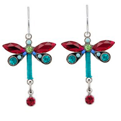 Firefly Earrings-Large Dragonfly- Blue Zircon