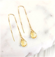 Gold Filled Threader Earrings- Citrine