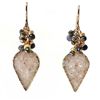 Sapphire and Druzy Cluster Earrings- Purple Haze