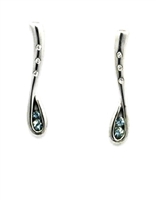 Sterling Silver Post Earrings-  Aquamarine &  Diamonds