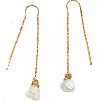 Keshi Pearl Threader Earrings