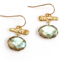 Labradorite Oval Drop Earrings