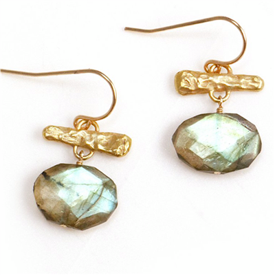 Labradorite Oval Drop Earrings