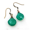 Emerald Green Chalcedony Teardrop Earrings