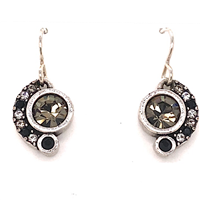 Antique Silver â€œAvaâ€ Earrings- Black & White