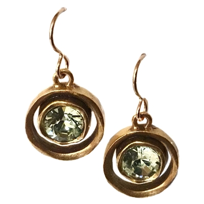 Antique Gold â€œSkeeballâ€ Earrings- Chrysolite