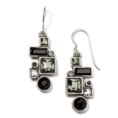 Antique Silver â€œSyncopationâ€ Earrings- Black & White