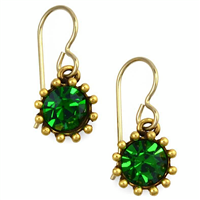 Antique Gold â€œCupcakeâ€ Earrings- Green Tourmaline