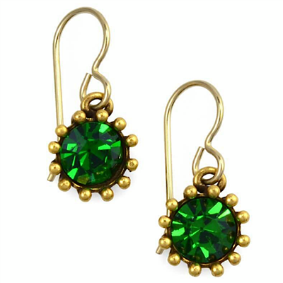 Antique Gold â€œCupcakeâ€ Earrings- Green Tourmaline