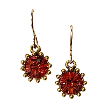 Antique Gold â€œCupcakeâ€ Earrings- Indian Pink