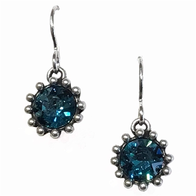 Antique Silver â€œCupcakeâ€ Earrings- Indicolite