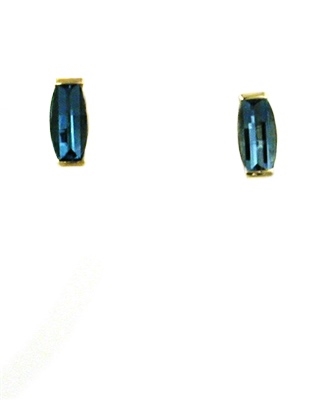 14k Gold Post Earrings- Blue Topaz