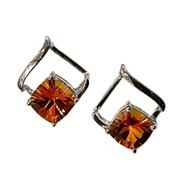 14k White Gold Post Earrings- Orange Topaz