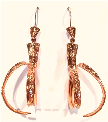 Copper Curl Drop Earrings