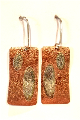 Mixed Metal Drop Rectangle Earrings