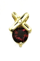 14k Gold Pendant/Slide- Rhodolite Garnet & Diamond