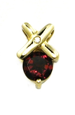 14k Gold Pendant/Slide- Rhodolite Garnet & Diamond