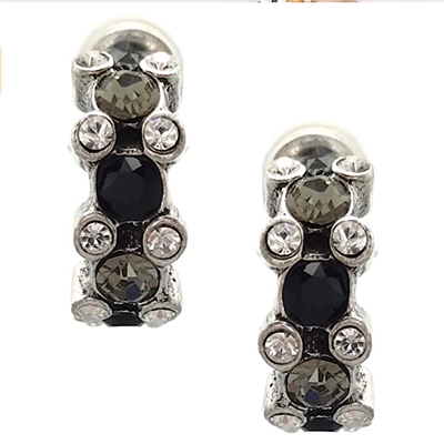 Antiqued Silver  â€œAtomicâ€ Post Earrings- Black & White