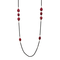 Long Black Spinel & Ruby Necklace