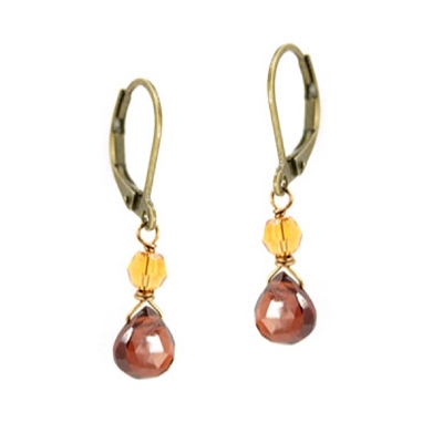 Garnet & Topaz Leverback Earrings â€œFall Sparkleâ€