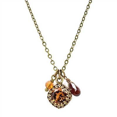 Garnet & Crystal Necklace â€œSmoldering Clusterâ€