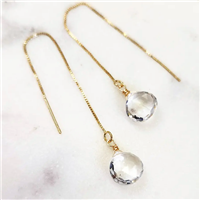 Gold Filled Chain Threader Earrings-Clear Quartz