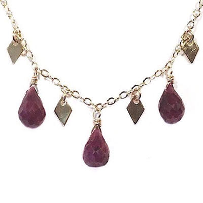 Gold Filled Necklace- Genuine Ruby