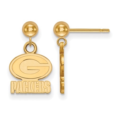 Green Bay Packers Post Dangle Earrings- Small- Gold Plated
