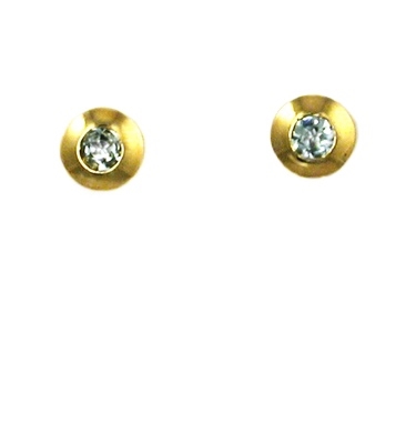 14k Gold Post Earrings- Aquamarine