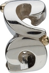 1/2 price-Chamilia Bead-Silver Swirls-14k Accents-Retired