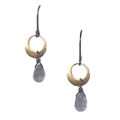 Labradorite â€œCrescent Circleâ€ Dangle Earrings